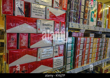 Cigarettes, Tax free, duty free, shopping,Pas de la Casa, Andorra Stock Photo