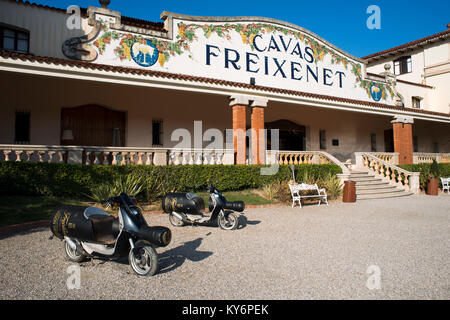 Cavas Freixenet winery. Sant Sadurni d'Anoia, San Sadurni de Noya. Winery building. Catalonia Spain. Stock Photo