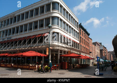 Schermerhorn Row. New York City Lower Manhattan South Street Seaport Schermerhorn Row Fulton Street. Between Fulton St and South St. This brick wareho Stock Photo