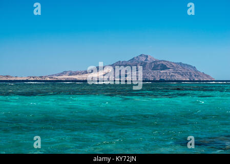 View of Tiran Island from Red Sea in Sharm El Sheikh, Egypt. Stock Photo