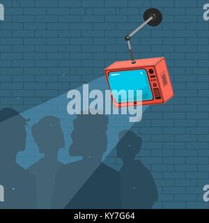 People Watch TV And Propaganda Stock Vector