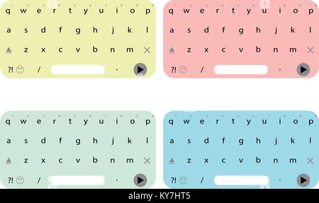 Set of keyboard for user interface smartphone. Colored mobile keyboard for messaging on smartphone. Vector illustration Stock Vector