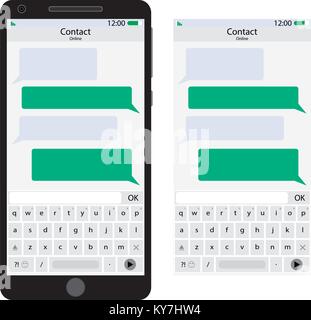 Messenger interface for smartphone. Messenger for mobile phone, chat and message in smartphone screen interface. Vector illustration Stock Vector