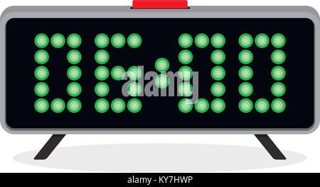 Digital clock alarm 6 a.m. Time clock digital, display modern electronic. Vector illustration Stock Vector