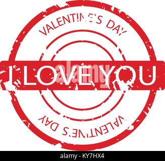 I love you rubber stamp. Love symbol rubber seal, vector valentine grunge imprint illustration Stock Vector