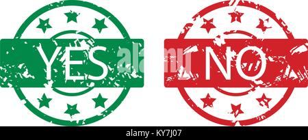 Yes and no stamp colored. Vector label choice symbol ruvver seal illustration Stock Vector
