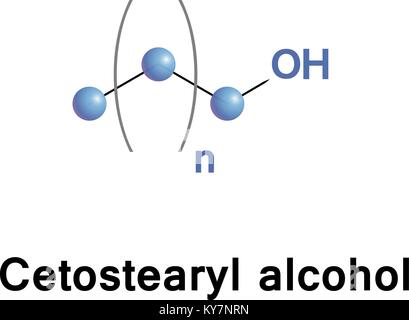 Stearyl alcohol molecule. Constituent of cetostearyl alcohol (cetearyl  alcohol, cetylstearyl alcohol). Skeletal formula. Stock Vector