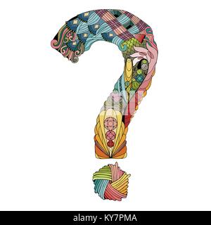 Hand drawn zentangle question mark. Vector decorative unusual object Stock Vector