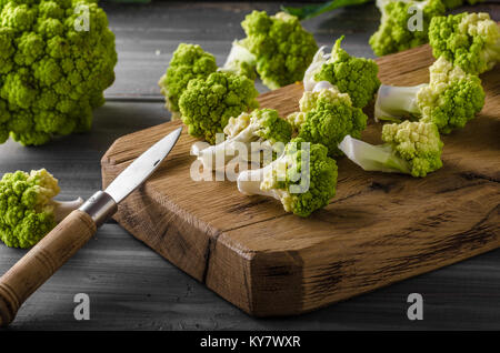 Green cauliflower bio vegetable, ready for cooking Stock Photo