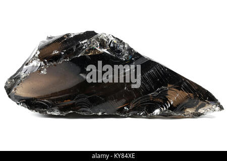 black obsidian from Armenia isolated on white background Stock Photo