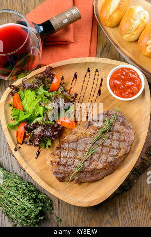 Fried meat with wine Stock Photo