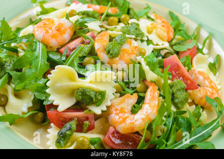 Pasta with shrimp and Greens Stock Photo