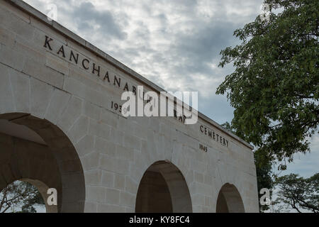 Kanchanaburi war cemetery, where thousands of Allied POWs who died on the notorious Thailand to Burma death railway during World War 2 are buried. Stock Photo