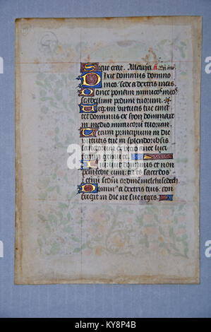 Page from a 15th Century Book of Hours, written in France on vellum. (Fragment 19) From the Reed Rare Books Collection in Dunedin, New Zealand. Stock Photo