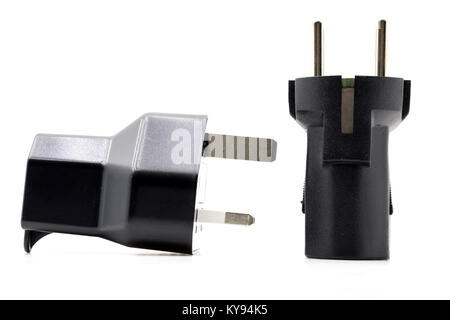 Power adapter socket electrical plug  on white background. Stock Photo