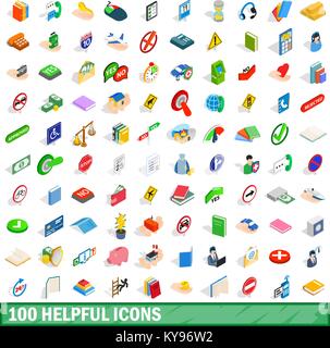 100 helpful icons set in isometric 3d style for any design vector illustration Stock Vector