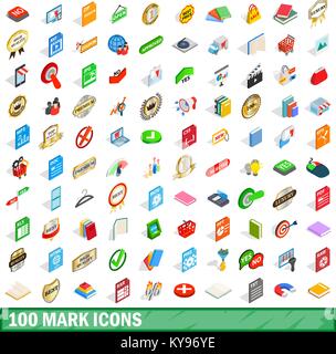 100 mark icons set in isometric 3d style for any design vector illustration Stock Vector