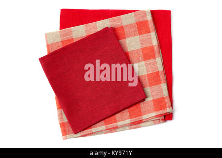 Stack of three colorful napkins on white Stock Photo