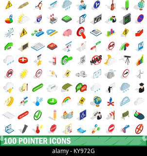 100 pointer icons set in isometric 3d style for any design vector illustration Stock Vector