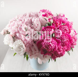 Elegant bouquet of a lot of peonies of pink color close up. Beautiful ...