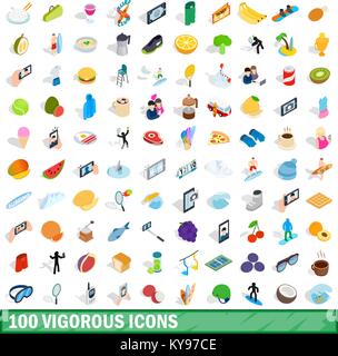 100 vigorous icons set in isometric 3d style for any design vector illustration Stock Vector