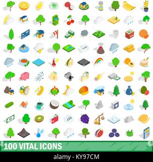 100 vital icons set in isometric 3d style for any design vector illustration Stock Vector