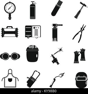 Welding icons set. Simple illustration of 16 welding vector icons for web Stock Vector