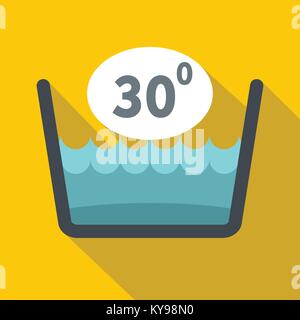 Delicate gentle thirty degrees washing laundry symbol icon. Flat illustration of delicate gentle thirty degrees washing laundry symbol vector icon for Stock Vector