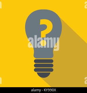 Gray light bulb with question mark inside icon. Flat illustration of gray light bulb with question mark inside vector icon for web Stock Vector