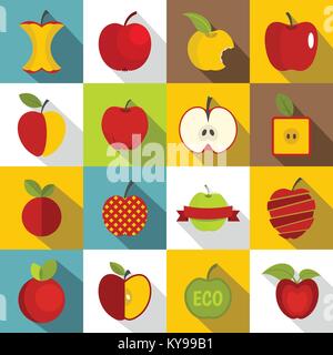 Apple icons set design logo. Flat illustration of 16 apple design logo vector icons for web Stock Vector