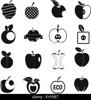 Apple icons set design logo. Simple illustration of 16 apple design logo vector icons for web Stock Vector