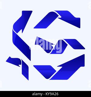 Set of five blues vector arrows. Stock Vector