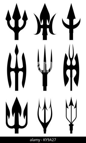 Set of spears and tridents Stock Vector