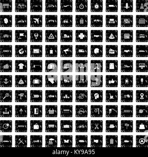 100 delivery icons set in grunge style isolated vector illustration Stock Vector