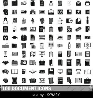 100 document icons set in simple style for any design vector illustration Stock Vector