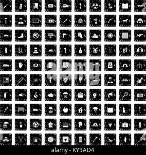 100 help icons set in grunge style isolated vector illustration Stock Vector