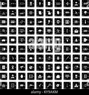 100 security icons set in grunge style isolated vector illustration Stock Vector