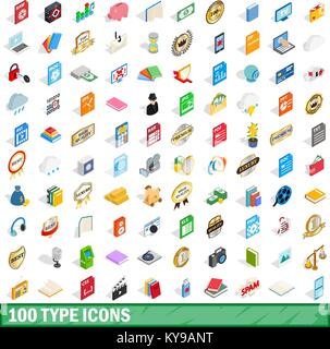 100 type icons set in isometric 3d style for any design vector illustration Stock Vector