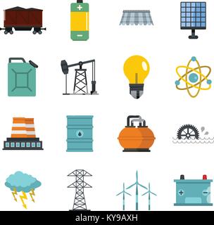 Energy sources icons set in flat style isolated vector illustration Stock Vector