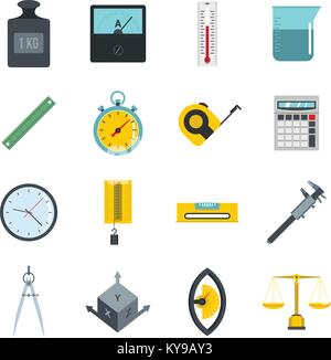 Measure precision icons set in flat style isolated vector illustration Stock Vector