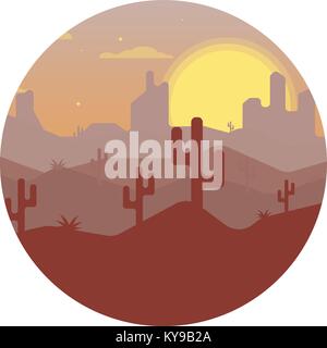 Landscape design of the desert with cacti Stock Vector