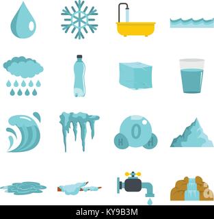 Water icons set in flat style isolated vector illustration Stock Vector