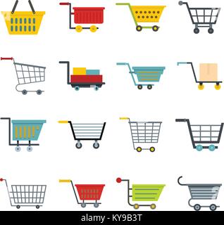 Shopping cart icons set in flat style isolated vector illustration Stock Vector