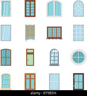 Plastic window forms icons set in flat style isolated vector illustration Stock Vector