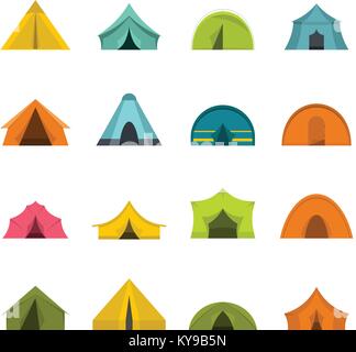 Tent forms icons set in flat style isolated vector illustration Stock Vector
