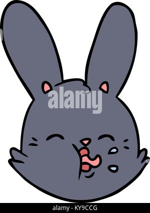 Cute funny rabbit face. Hand drawn vector Easter bunny face for card ...