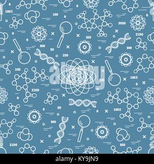 Seamless pattern with variety scientific, education elements. Design for banner, poster or print. Stock Vector