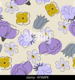 seamless pattern of simple flowers Stock Vector