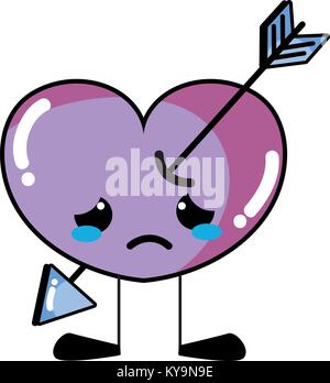 crying heart with arrow kawaii character Stock Vector Image & Art - Alamy