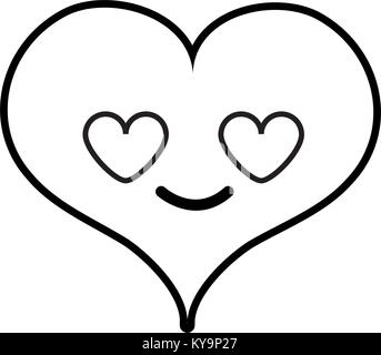 Line Heart Kawaii Symbol Of Love With Closed Eyes Stock Vector Image Art Alamy